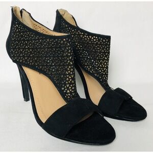 BCBGeneration High Heel Shoes Womens Sz 7.5 Cut Out Leather Black Open Toe